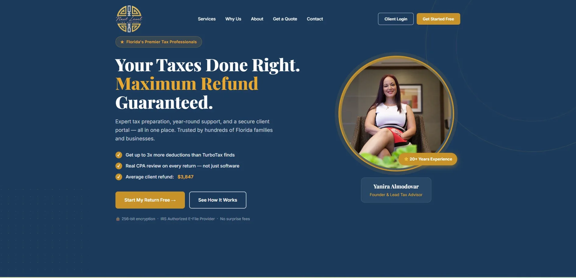Next Level Tax Advisors website